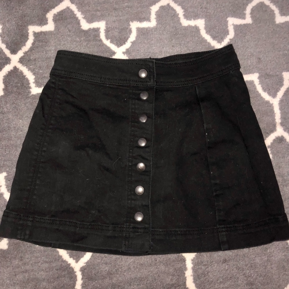 Free People Black Denim Skirt
